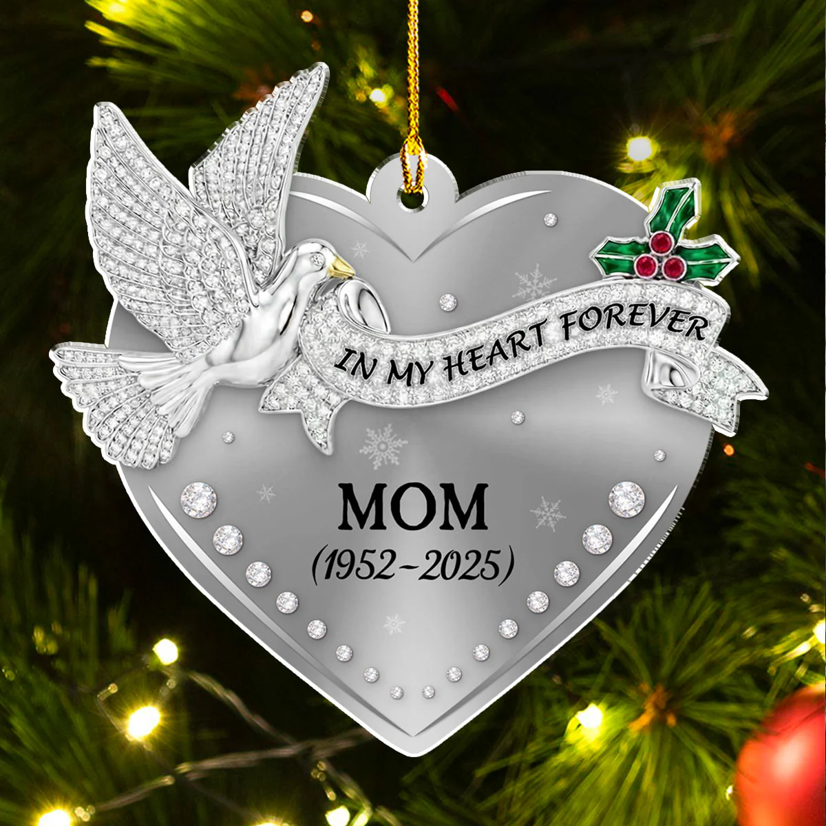 In Our Hearts - Personalized Custom Acrylic Ornament - Image 4