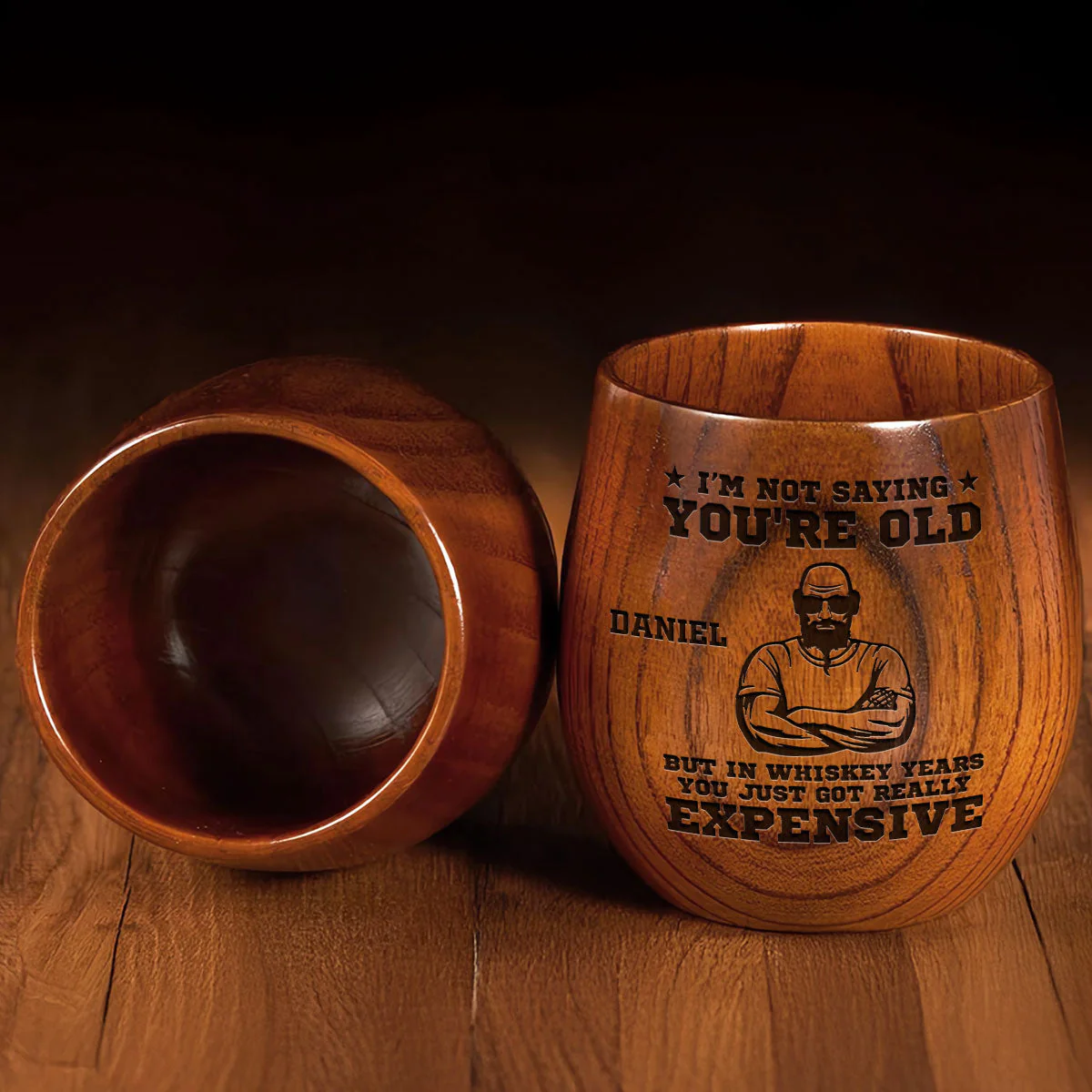 In Whiskey Years You Just Got Really Expensive - Personalized Custom Engraved Wooden Whiskey Glass - Image 5