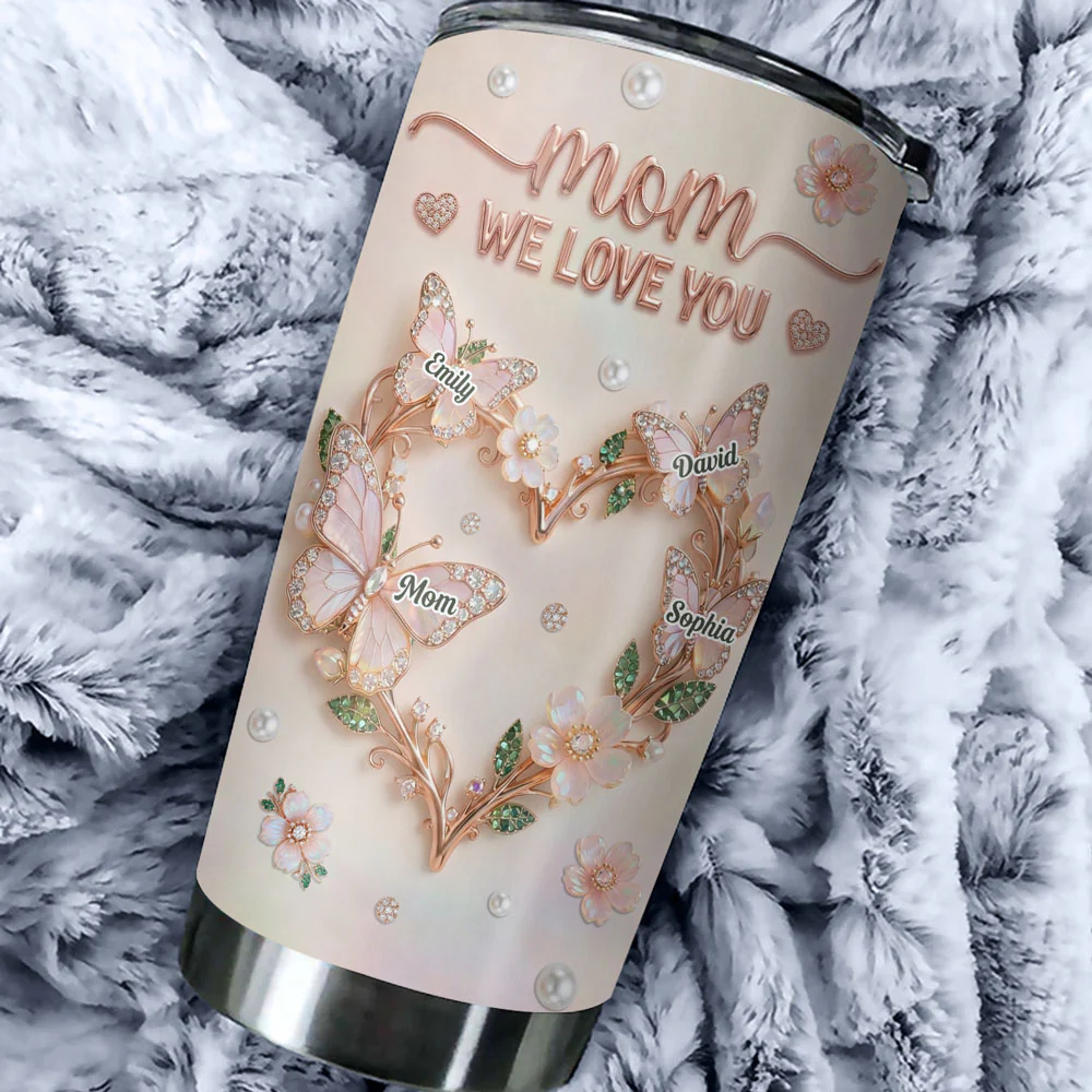 Infinity Love Butterfly Mom - Personalized Custom 3D Effect Tumbler - Image 3