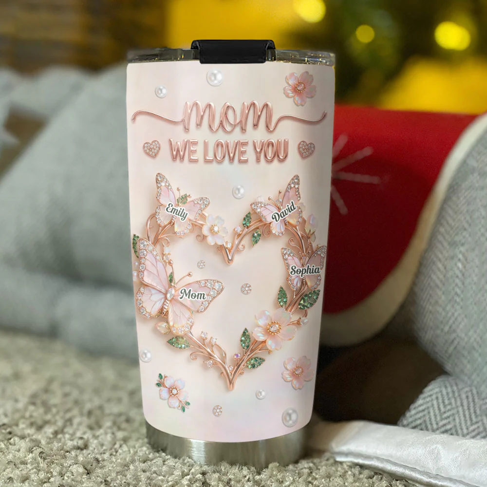Infinity Love Butterfly Mom - Personalized Custom 3D Effect Tumbler - Image 4