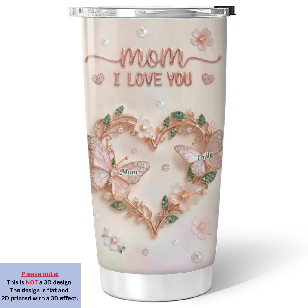 Infinity Love Butterfly Mom - Personalized Custom 3D Effect Tumbler - Image 5