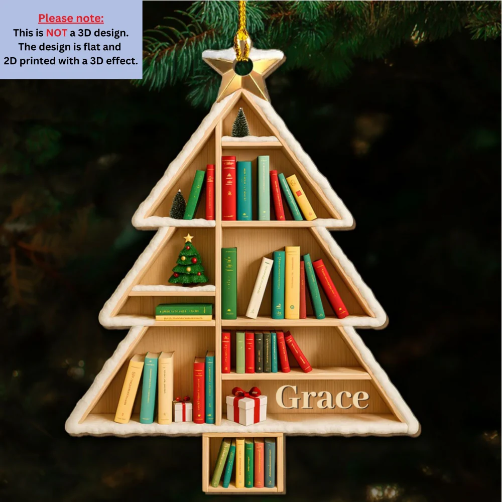 Into The Tree Bookshelf - Personalized Custom 3D Effect Wood Ornament - Image 6