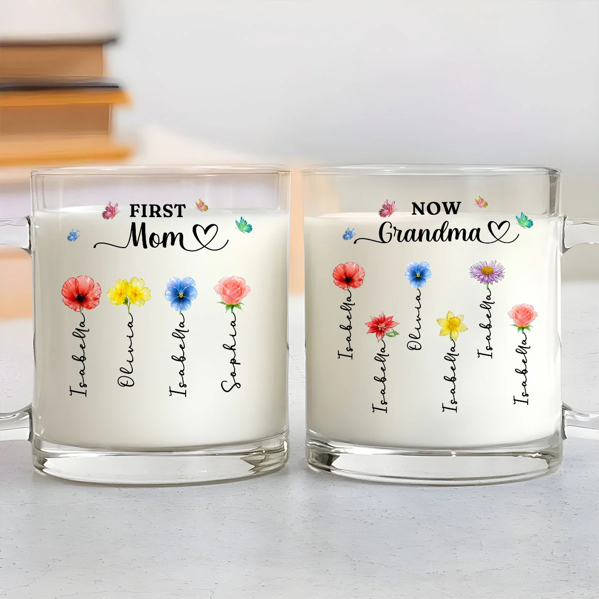 Iridescent Birthmonth Flower Grandma - Personalized Custom Glass Mug - Image 3