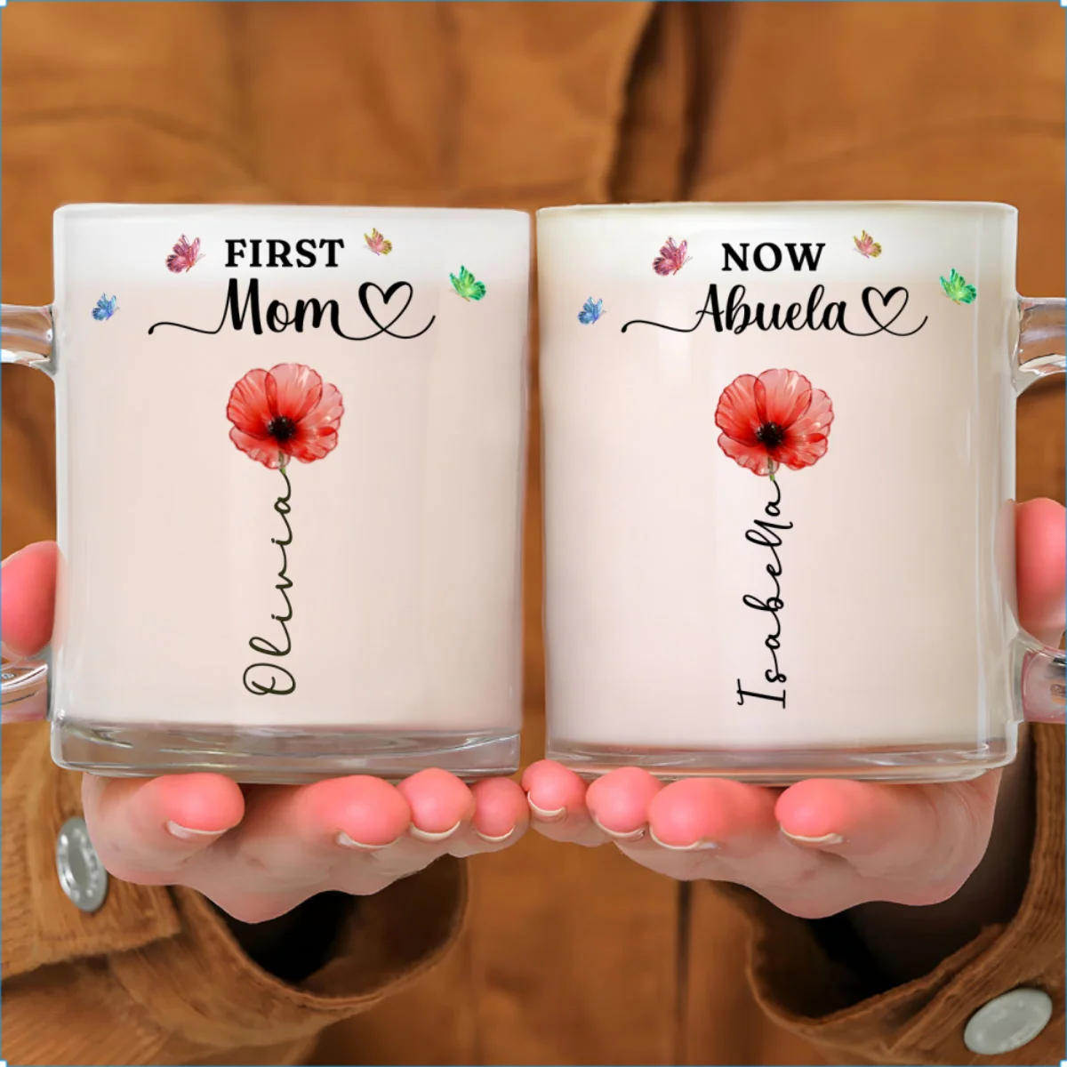 Iridescent Birthmonth Flower Grandma - Personalized Custom Glass Mug - Image 6