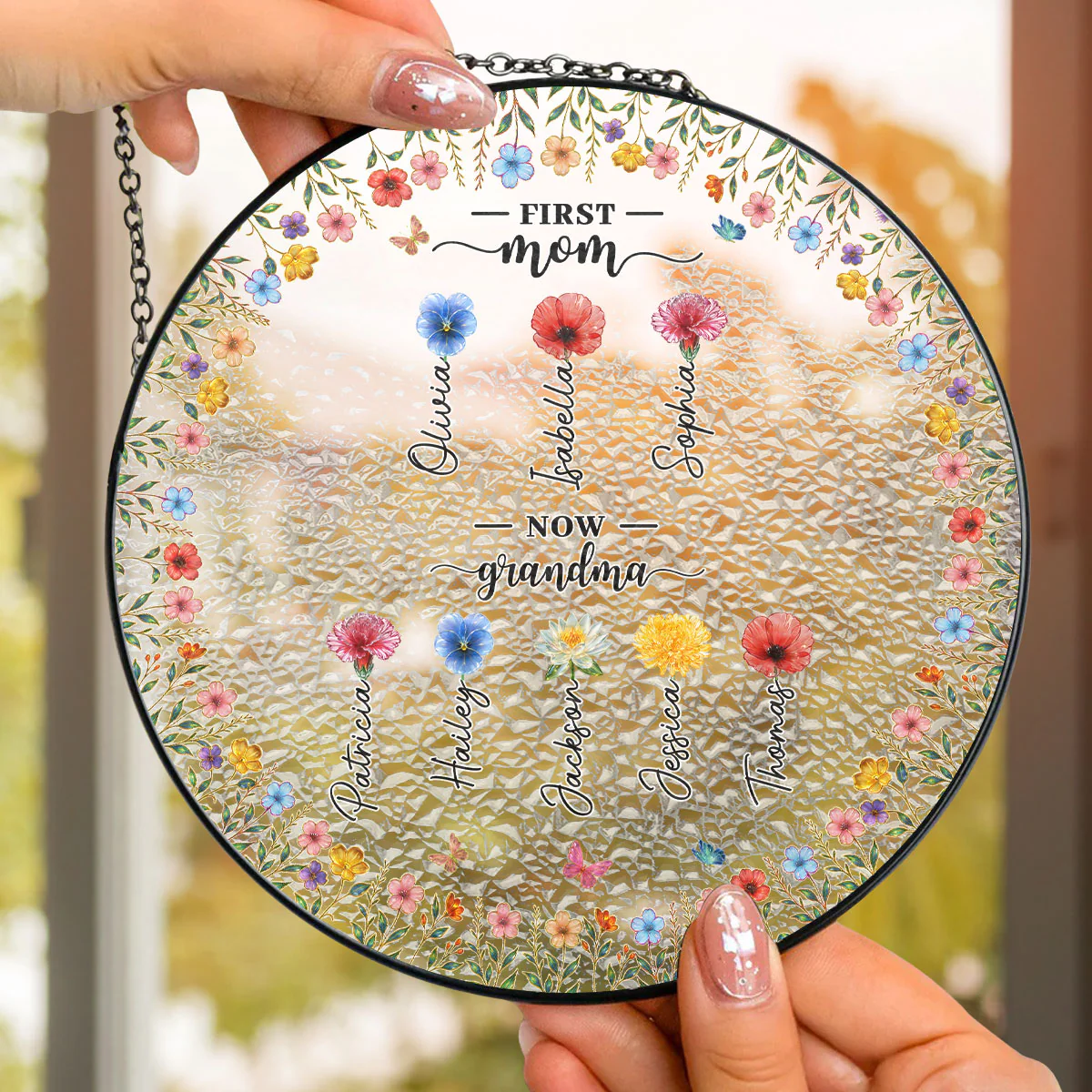 Iridescent Grandma Gardent - Personalized Custom Window Hanging Suncatcher - Image 4