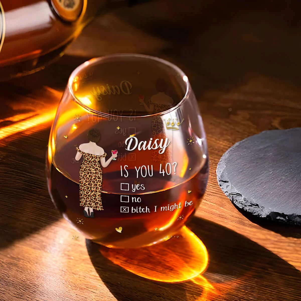 Is You 40 - Personalized Custom Wine Glass - Image 2