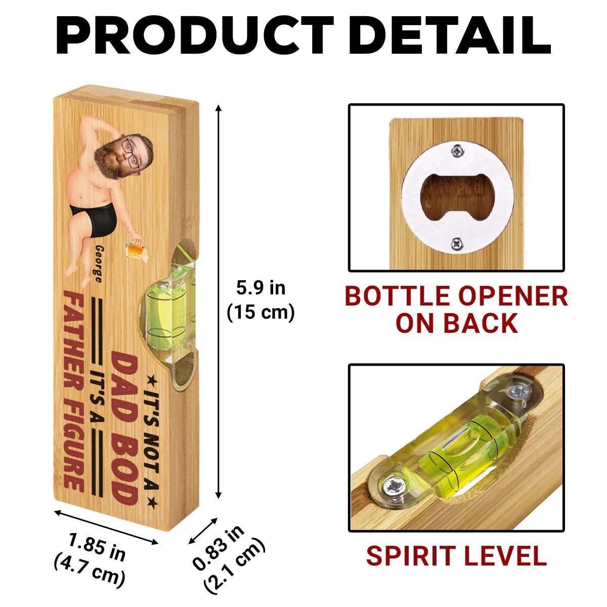 It Is A Father Figure - Personalized Custom Wooden Spirit Level Bottle Opener - Image 6