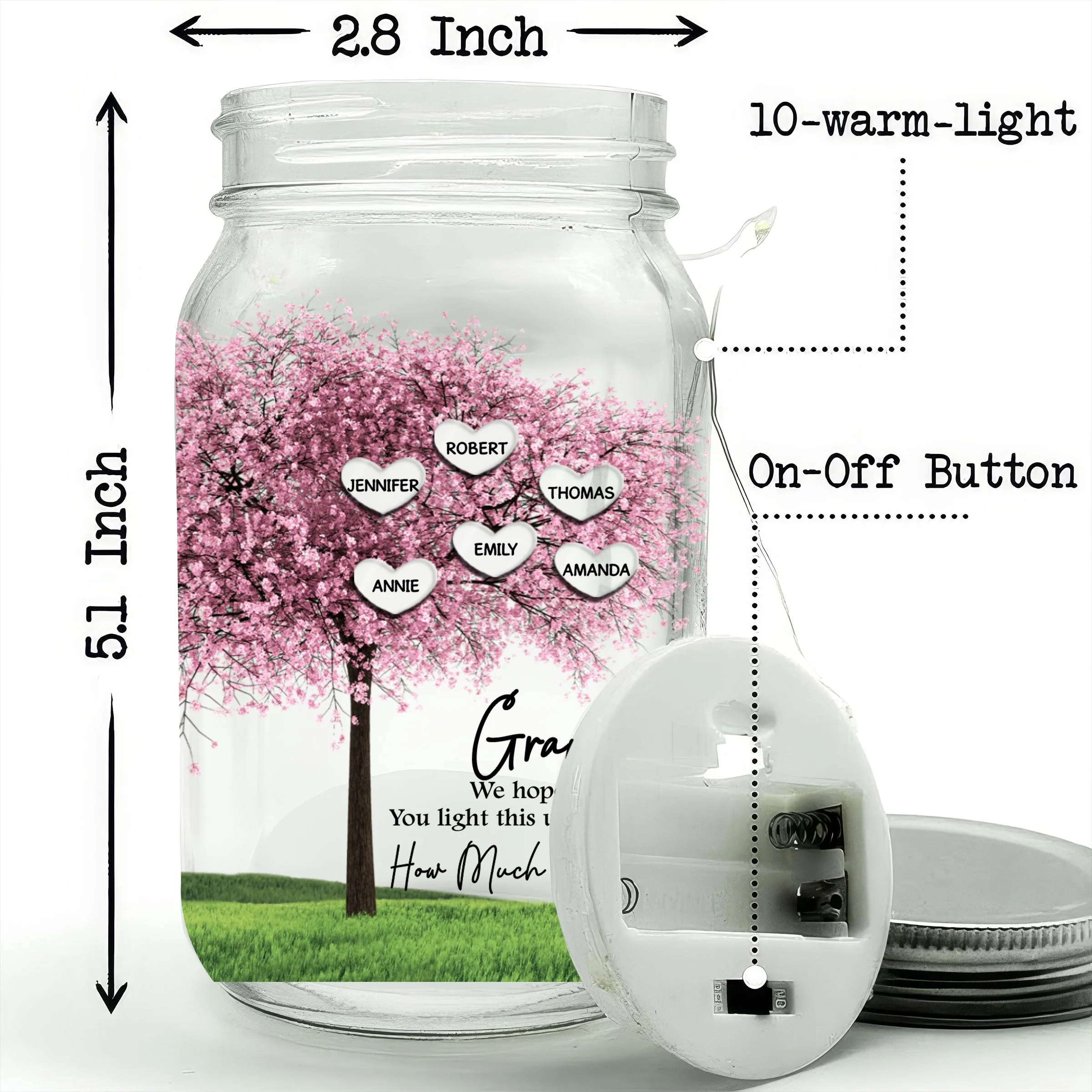 It Reminds You How Much We Love You - Personalized Custom Mason Jar Light - Image 4