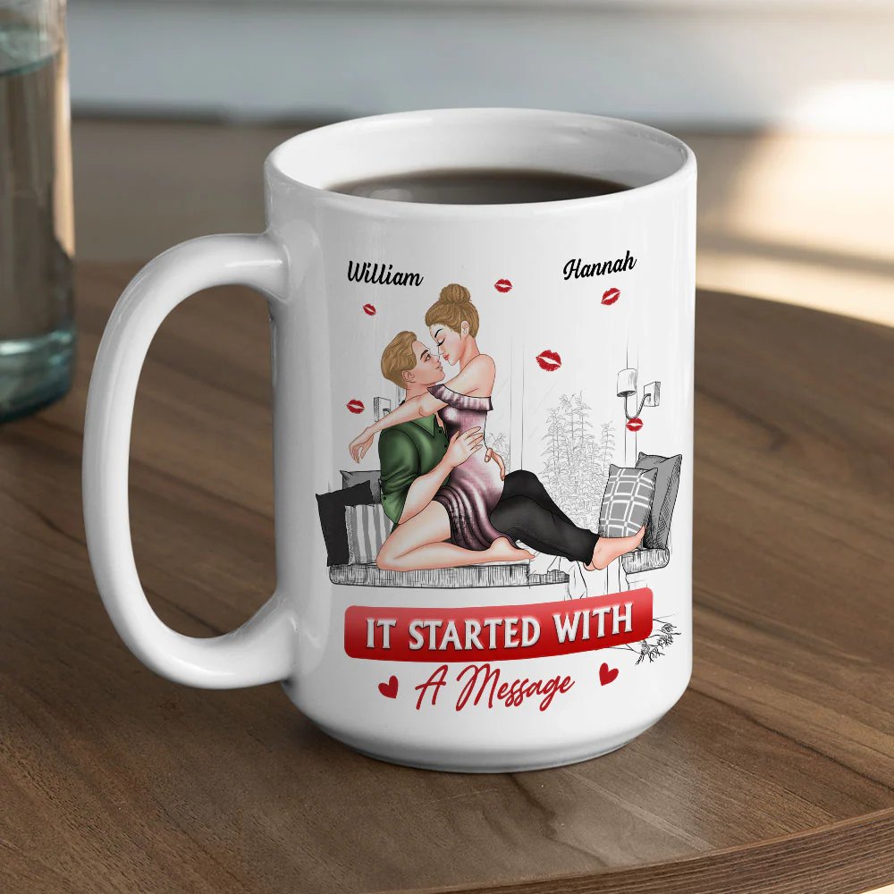 It Started With A Message Couple Gift - Personalized Custom Coffee Mug - Image 4