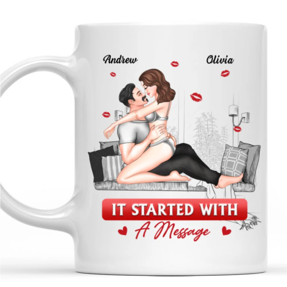 It Started With A Message Couple Gift - Personalized Custom Coffee Mug - Image 7