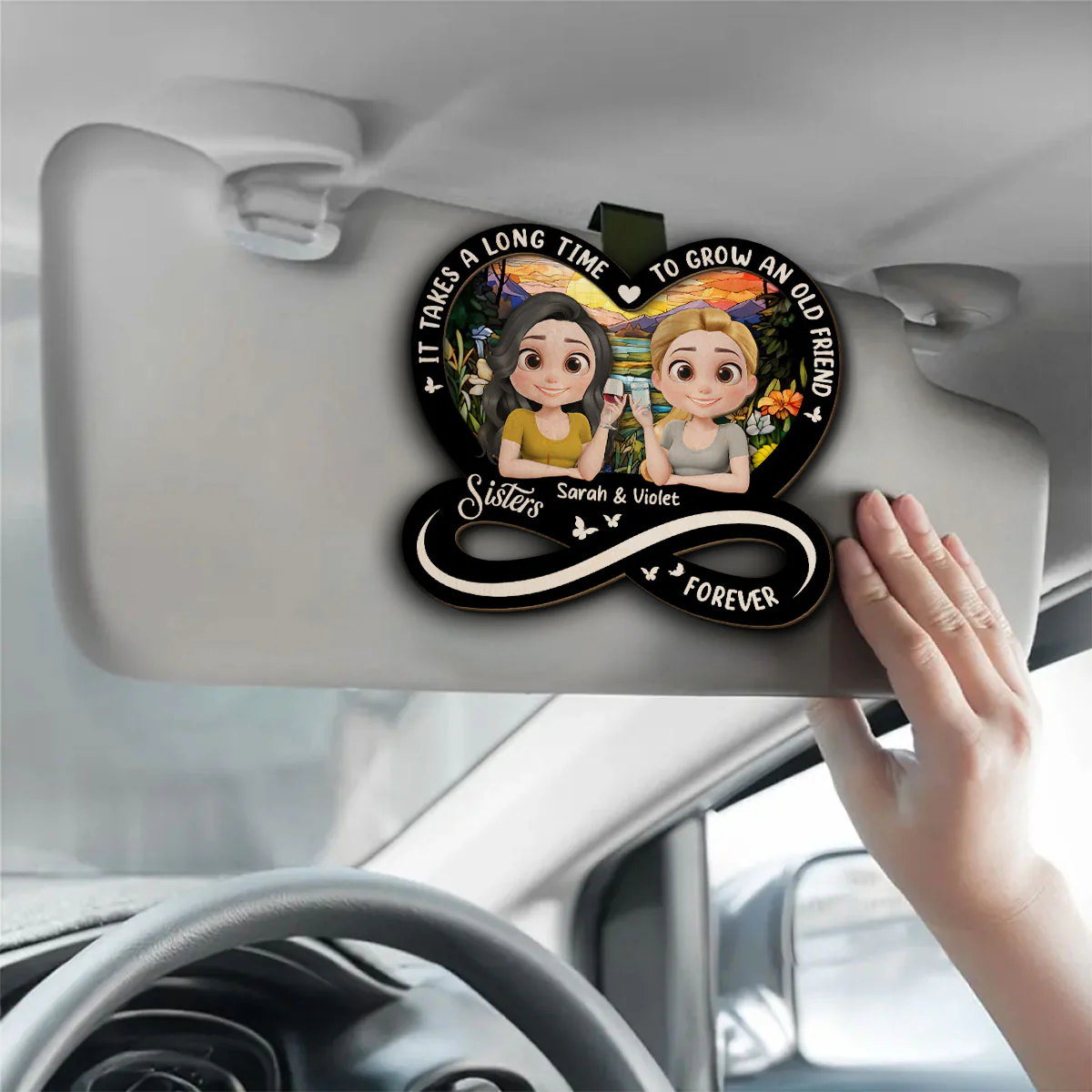 It Takes A Long Time Cartoonize - Personalized Custom Car Visor Clip - Image 3