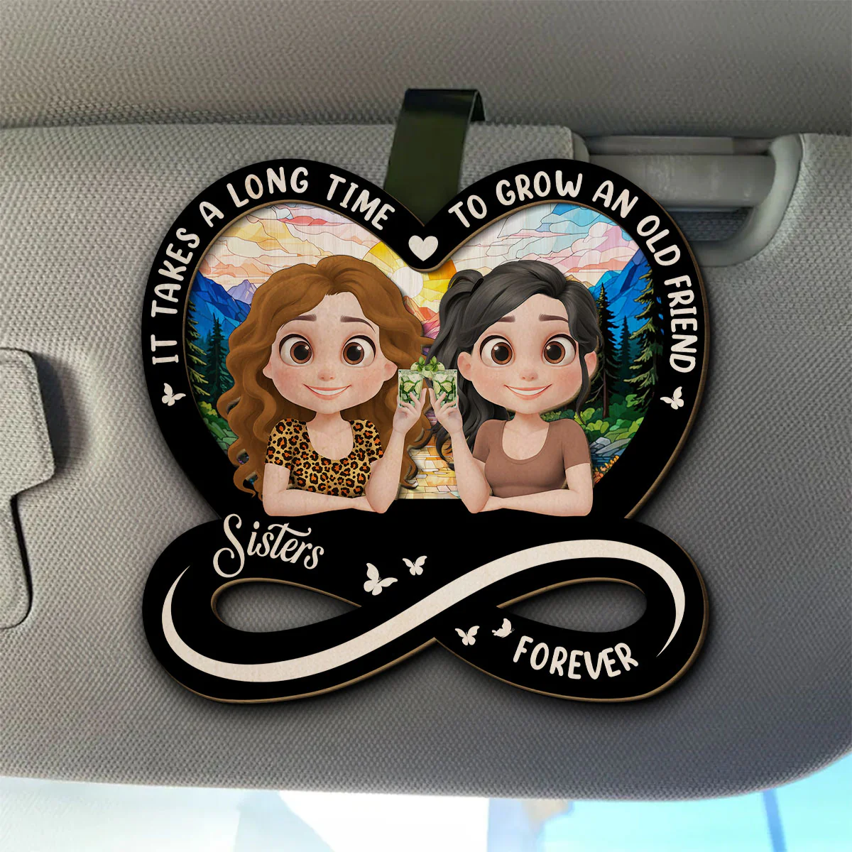It Takes A Long Time Cartoonize - Personalized Custom Car Visor Clip - Image 4