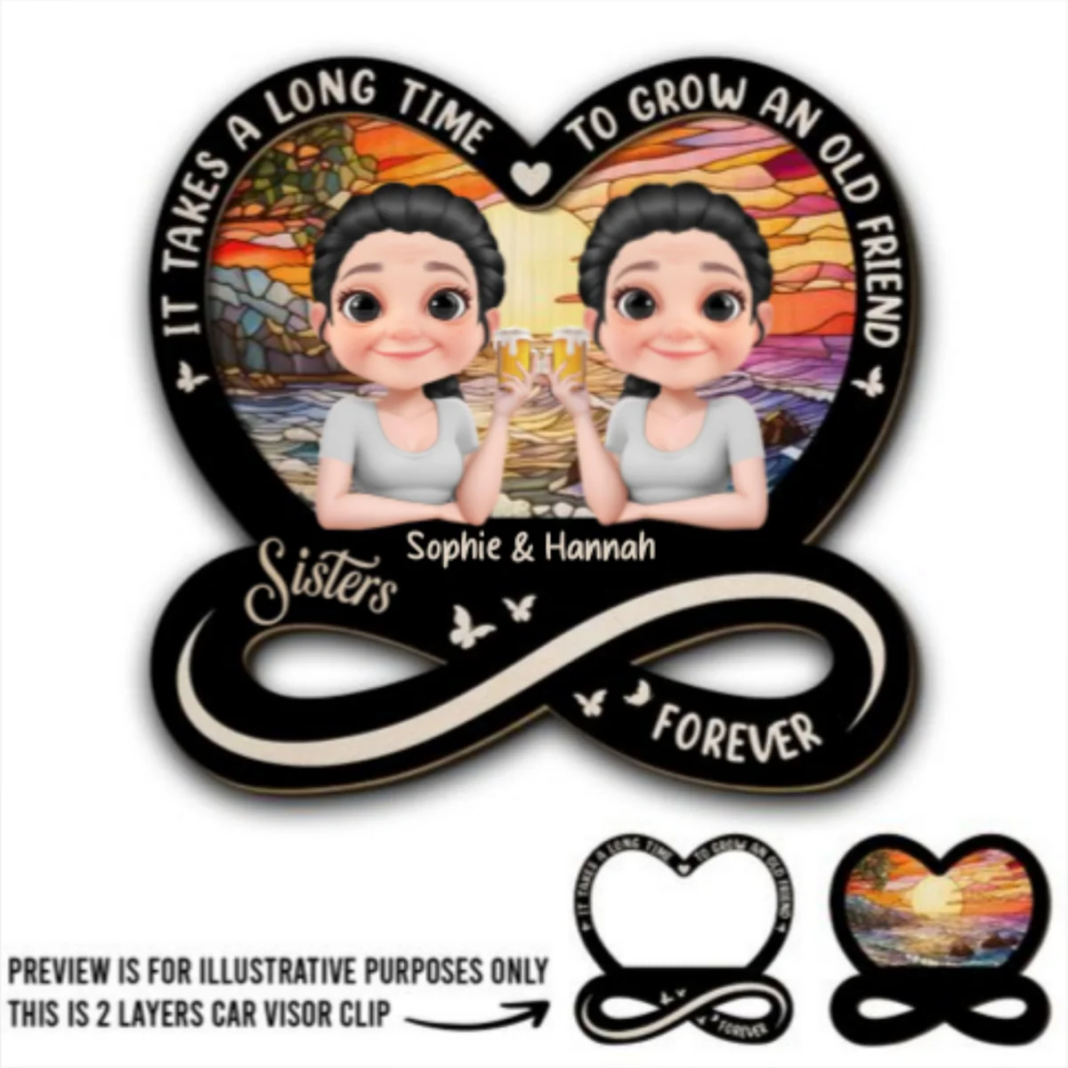It Takes A Long Time Cartoonize - Personalized Custom Car Visor Clip - Image 5