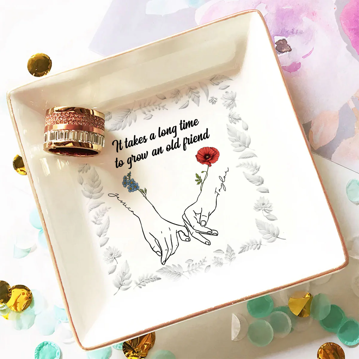It Takes A Long Time - Personalized Custom Jewelry Dish - Image 2