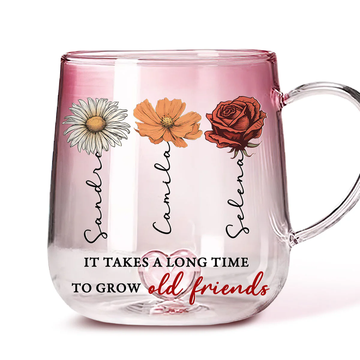 It Takes A Long Time - Personalized Custom Pink Gradient Glass Mug - Image 4