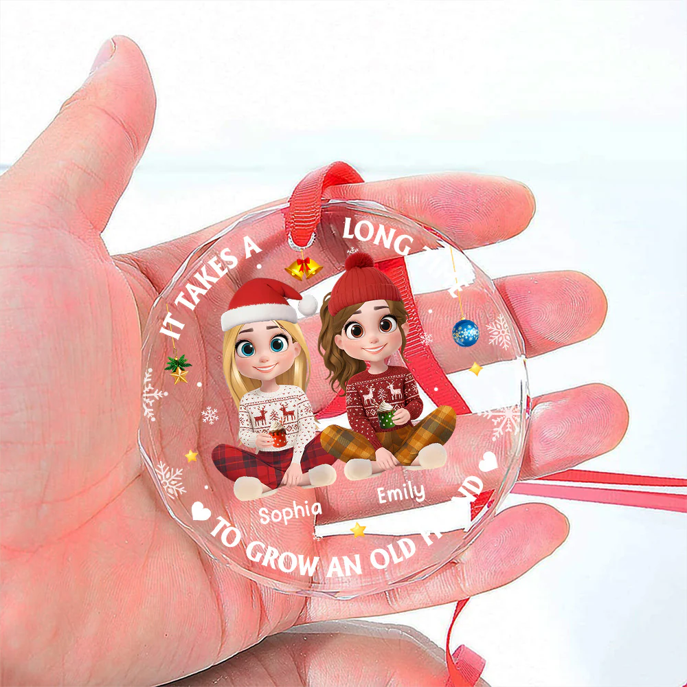 It Takes A Long Time To Grow An Old Friend Cartoonize - Personalized Custom Glass Ornament - Image 5