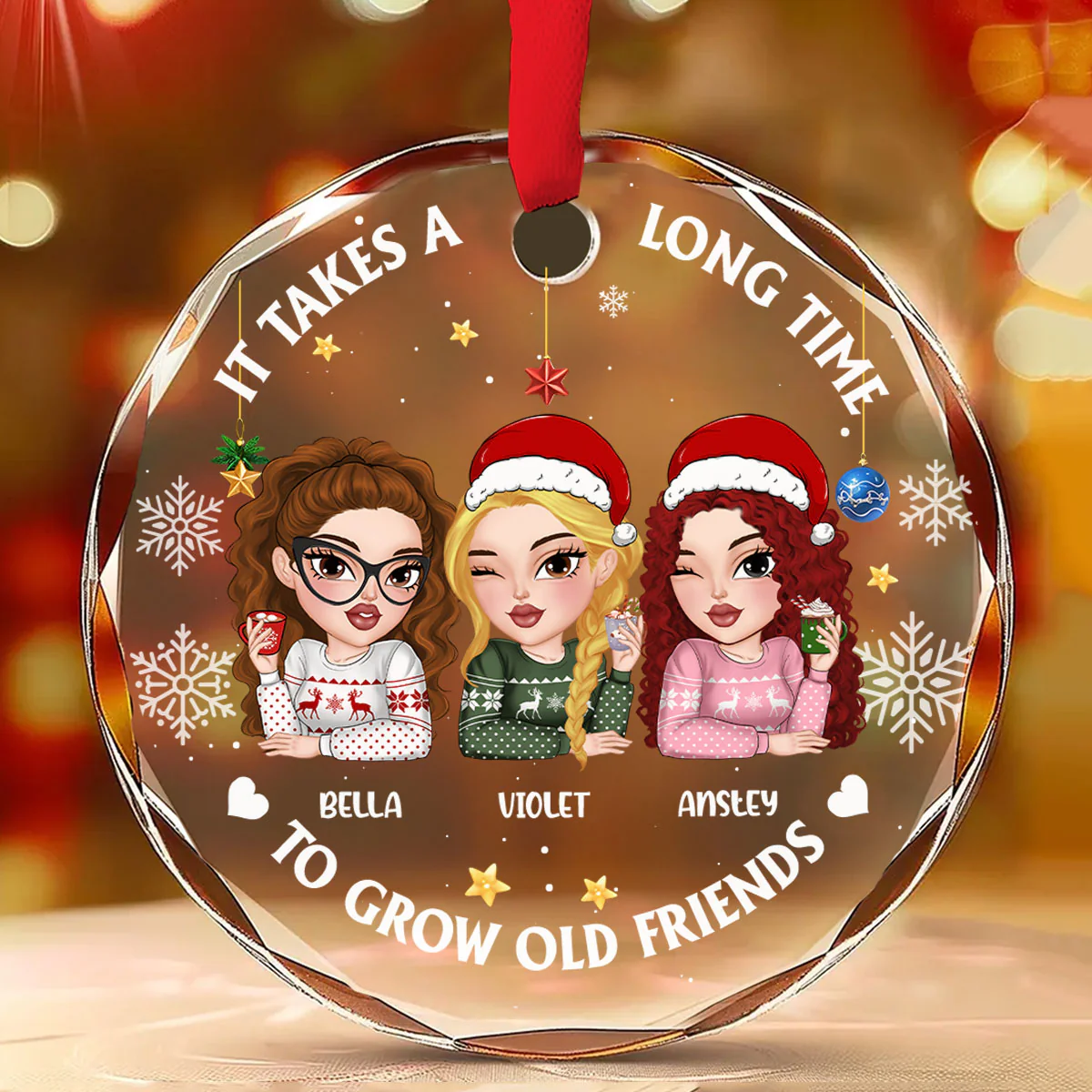 It Takes A Long Time To Grow An Old Friend Christmas - Personalized Custom Glass Ornament - Image 2