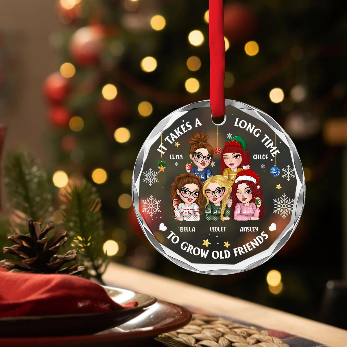 It Takes A Long Time To Grow An Old Friend Christmas - Personalized Custom Glass Ornament - Image 4