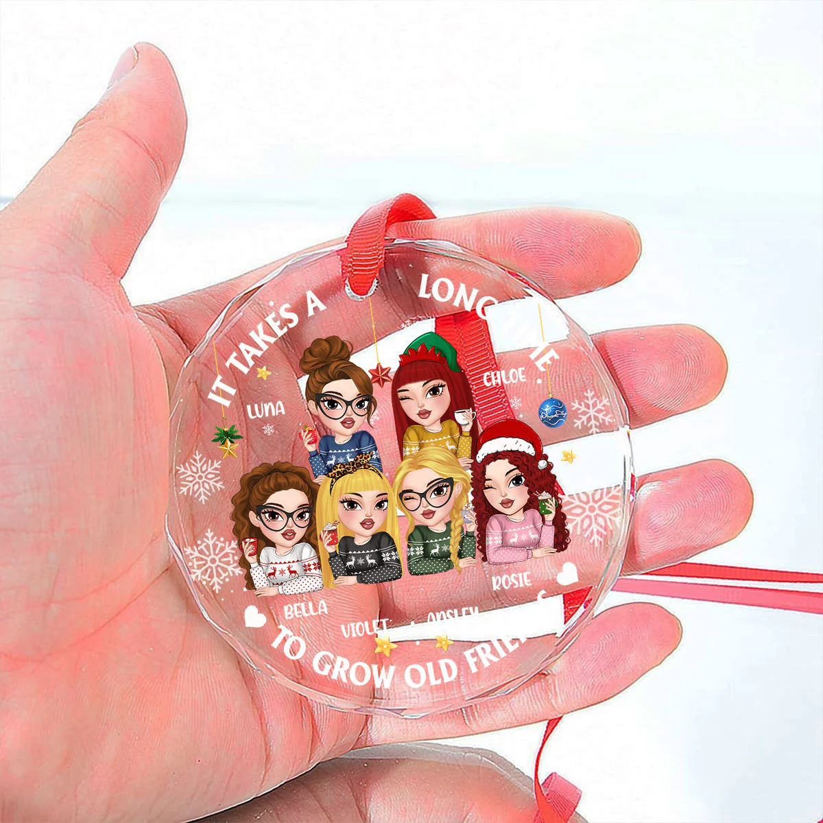 It Takes A Long Time To Grow An Old Friend Christmas - Personalized Custom Glass Ornament - Image 5