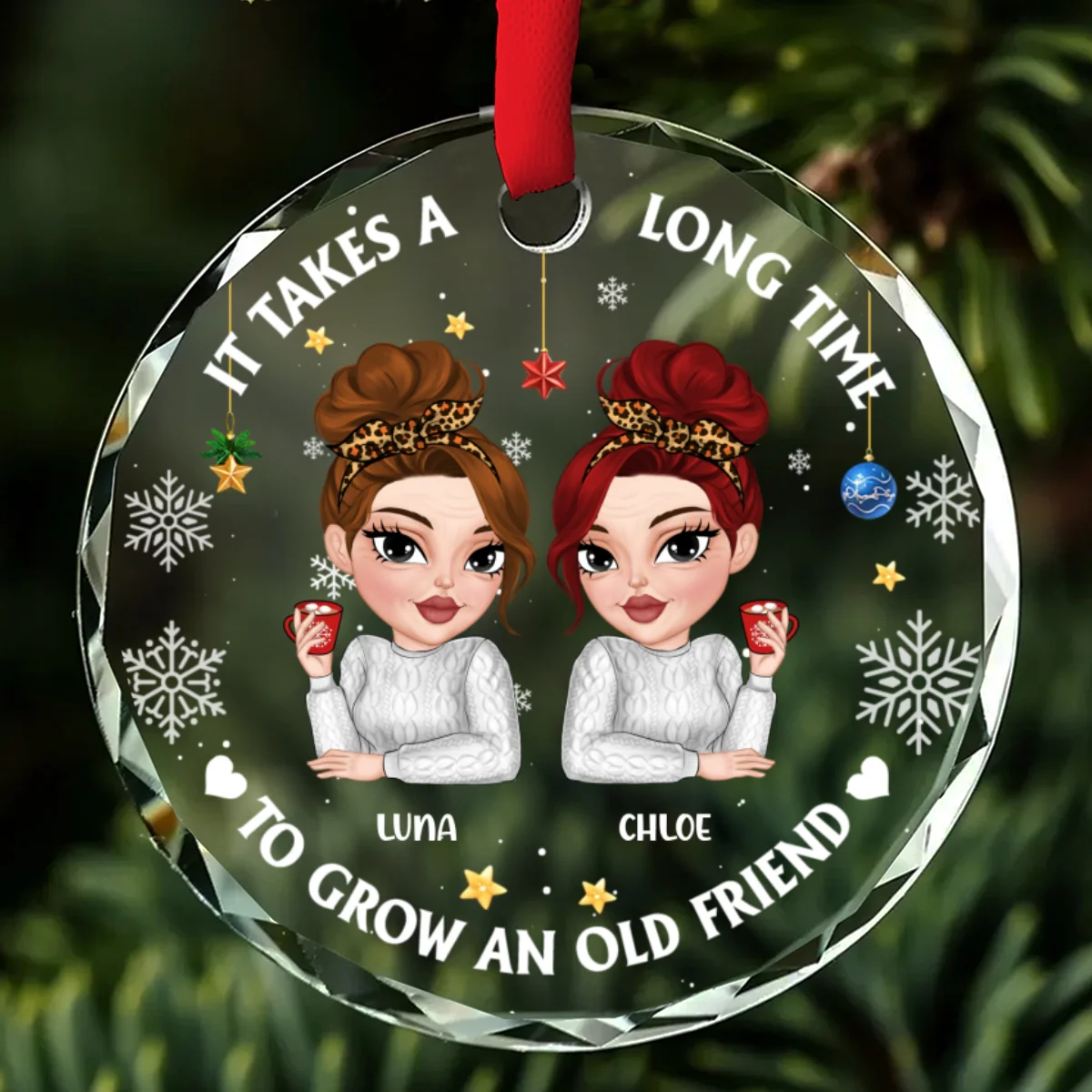 It Takes A Long Time To Grow An Old Friend Christmas - Personalized Custom Glass Ornament - Image 6