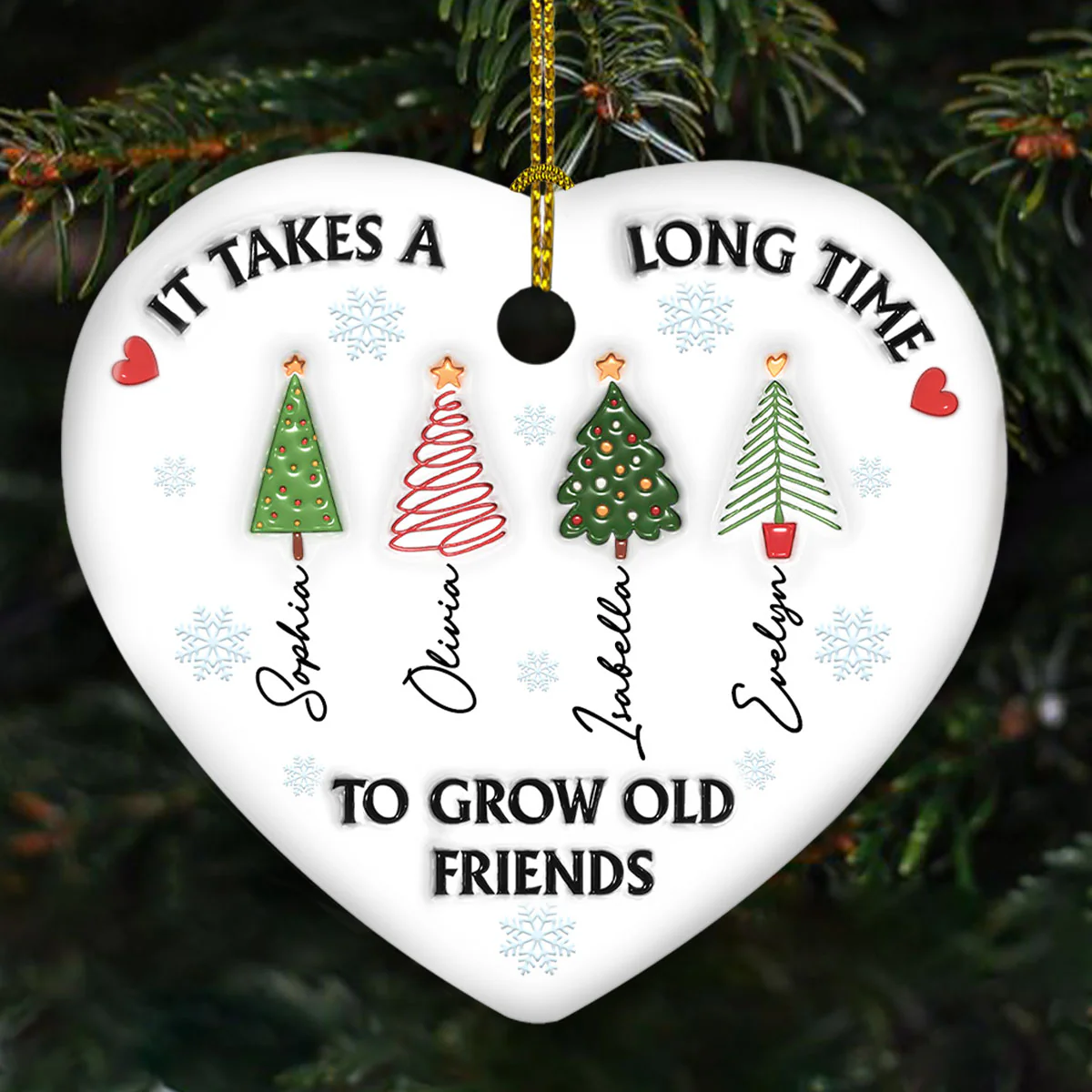 It Takes A Long Time To Grow An Old Friend - Personalized Custom 3D Inflated Effect Ceramic Ornament - Image 3