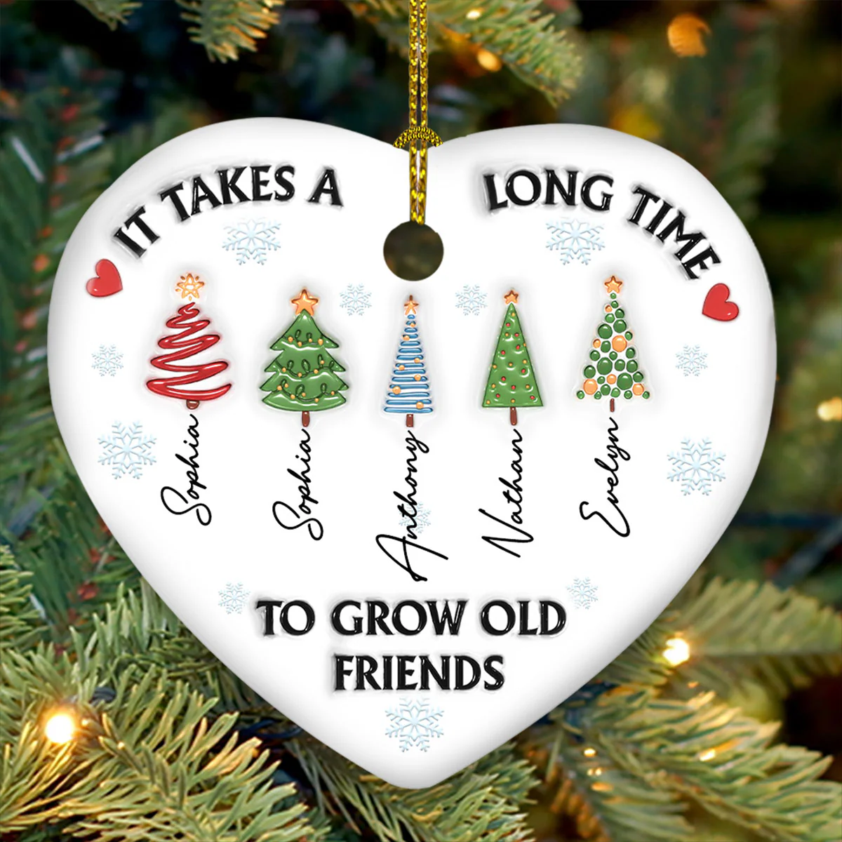 It Takes A Long Time To Grow An Old Friend - Personalized Custom 3D Inflated Effect Ceramic Ornament - Image 4