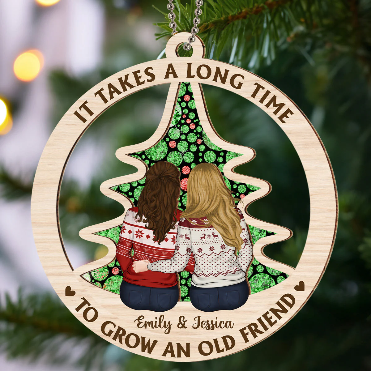 It Takes A Long Time To Grow An Old Friend - Personalized Custom Suncatcher Ornament - Image 2