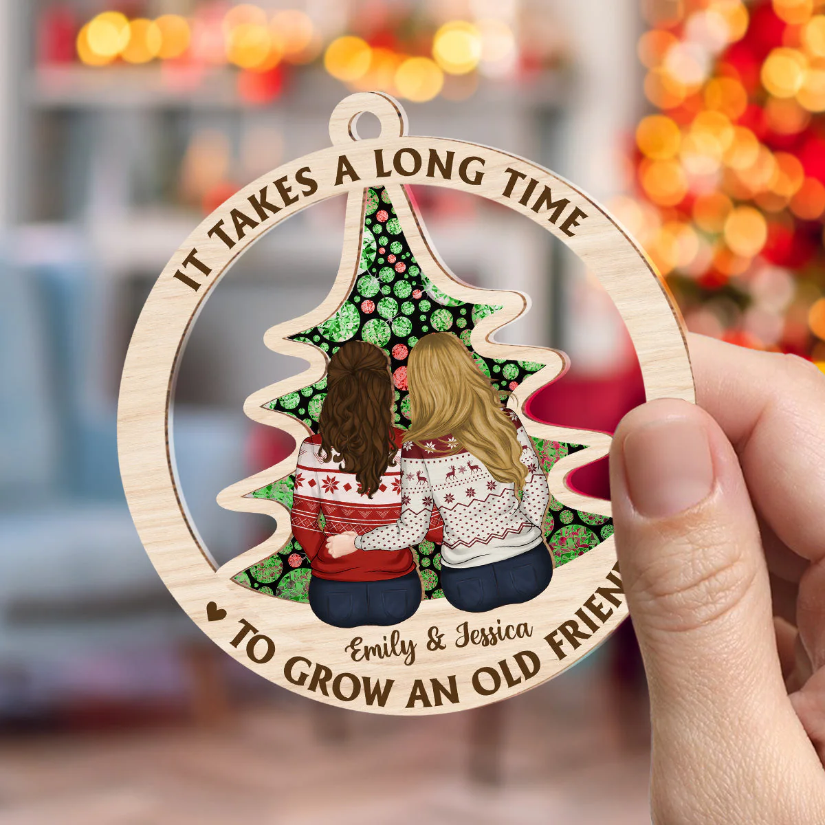 It Takes A Long Time To Grow An Old Friend - Personalized Custom Suncatcher Ornament - Image 3