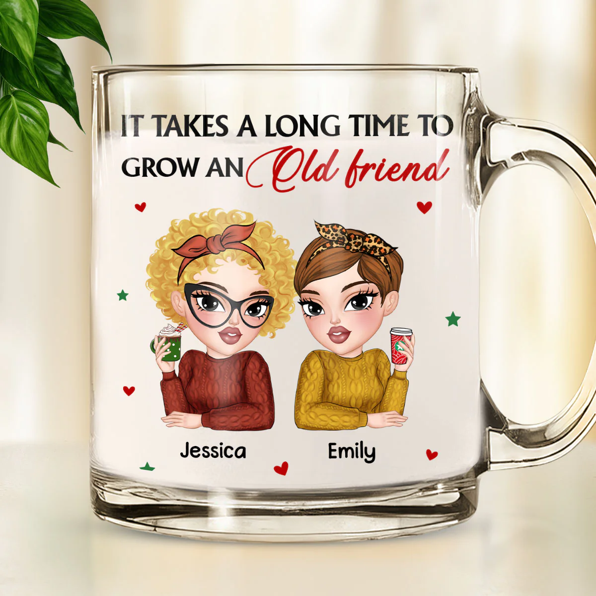 It Takes A Long Time To Grow Old Friends - Personalized Custom Glass Mug