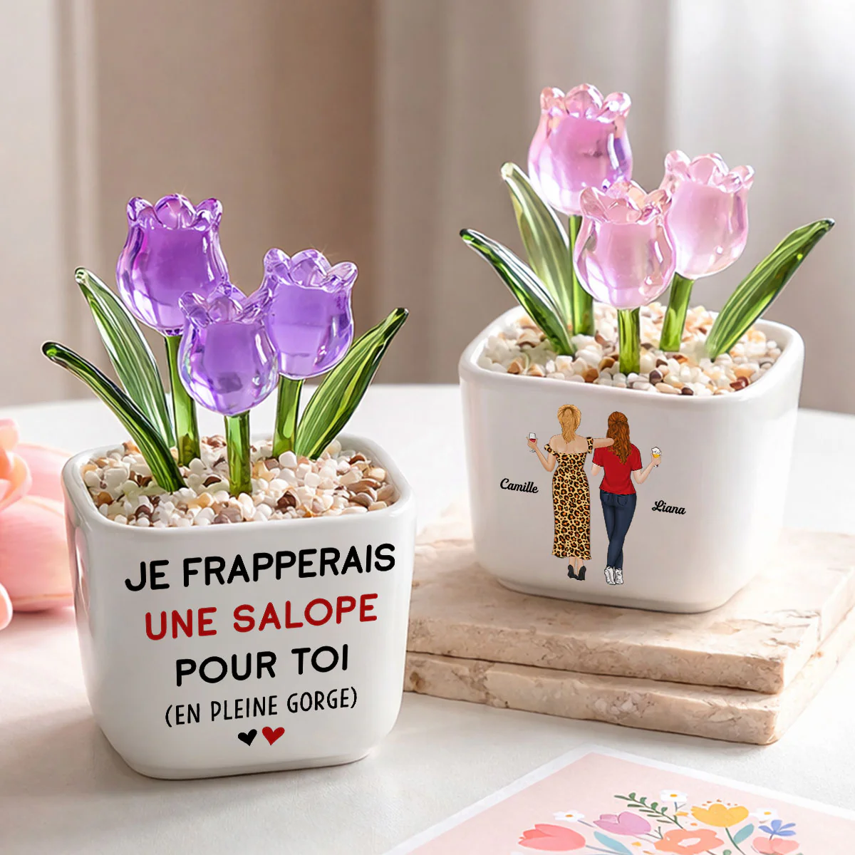 Je Me Batterais Pour Toi – Tulipes Éternelles En Verre Personnalisées
