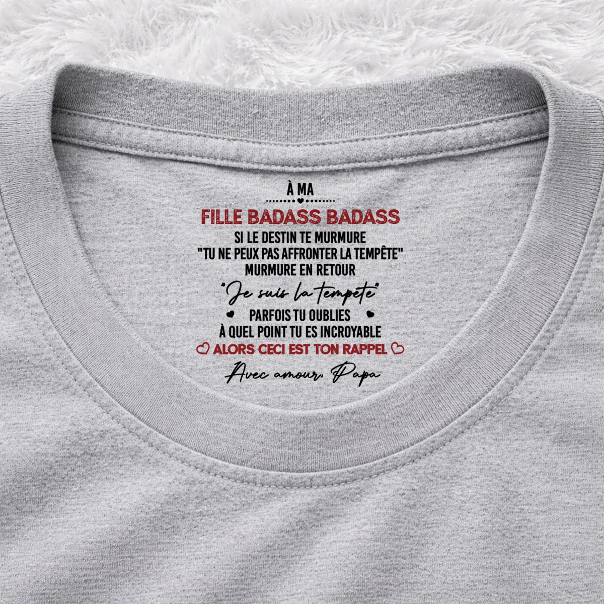Je suis la tempête - T-shirt personnalisé avec impression intérieure au col - Image 10