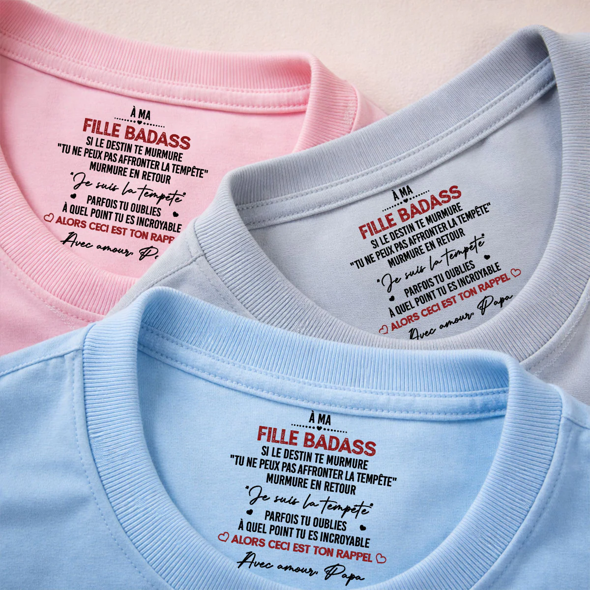 Je suis la tempête - T-shirt personnalisé avec impression intérieure au col - Image 3