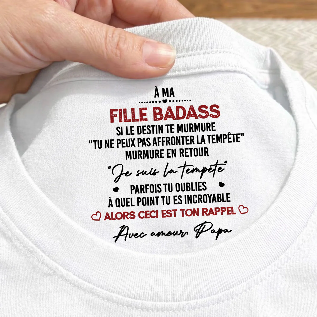 Je suis la tempête - T-shirt personnalisé avec impression intérieure au col - Image 5