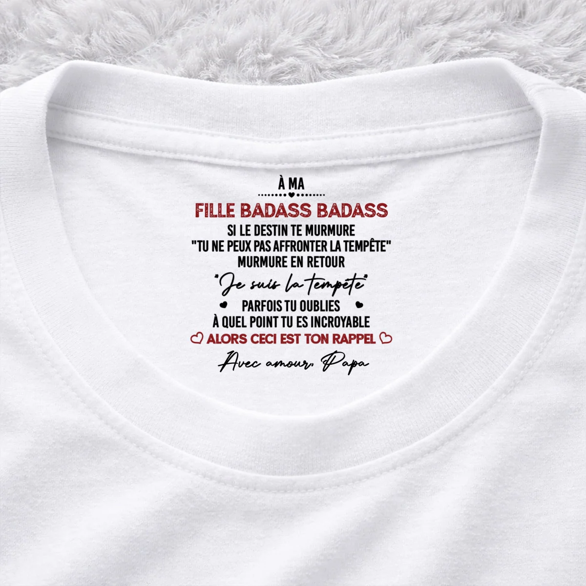 Je suis la tempête - T-shirt personnalisé avec impression intérieure au col - Image 7
