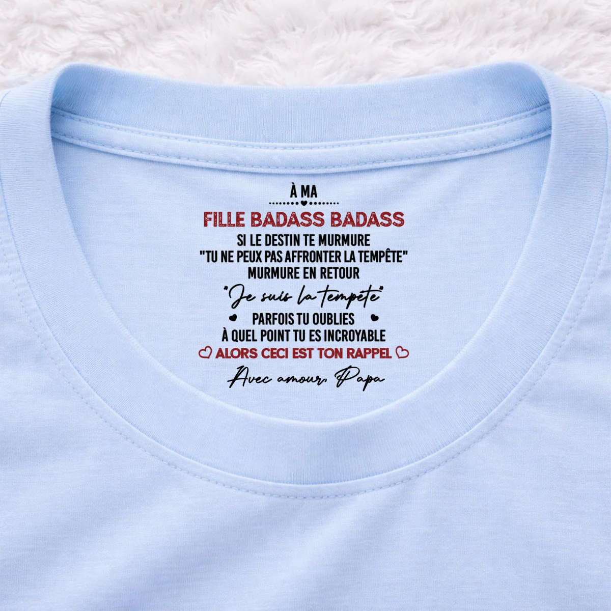 Je suis la tempête - T-shirt personnalisé avec impression intérieure au col - Image 8