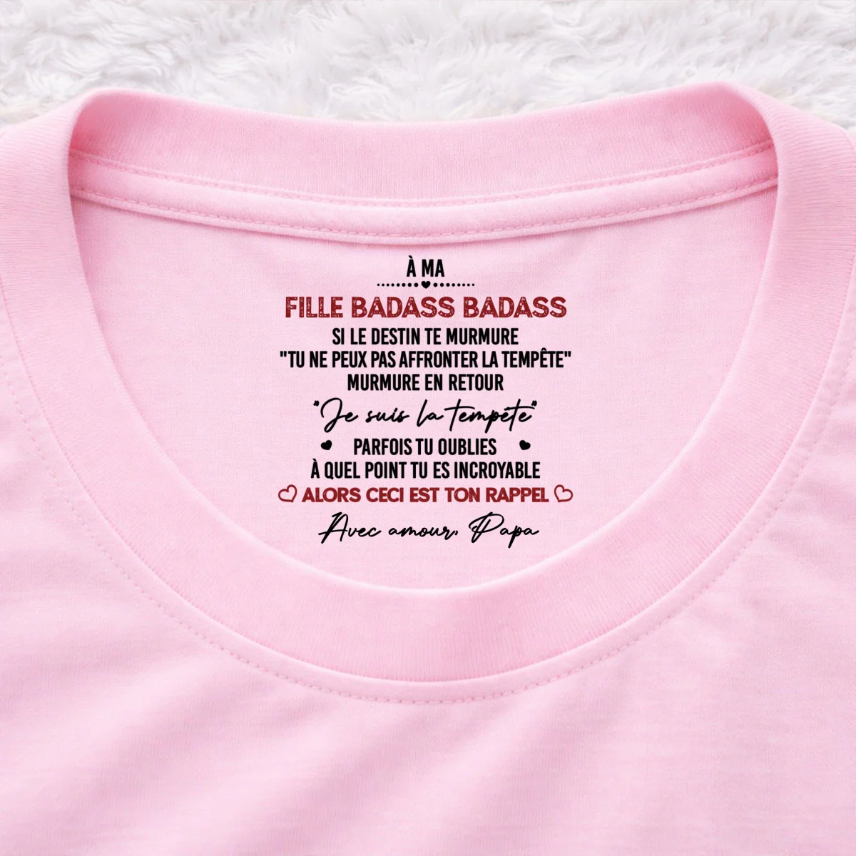 Je suis la tempête - T-shirt personnalisé avec impression intérieure au col - Image 9