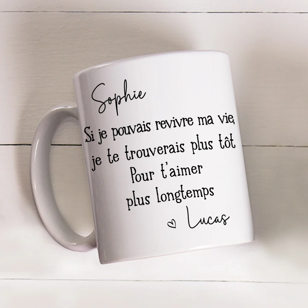 Je t’aimerai plus longtemps – Tasse à café personnalisée - Image 4