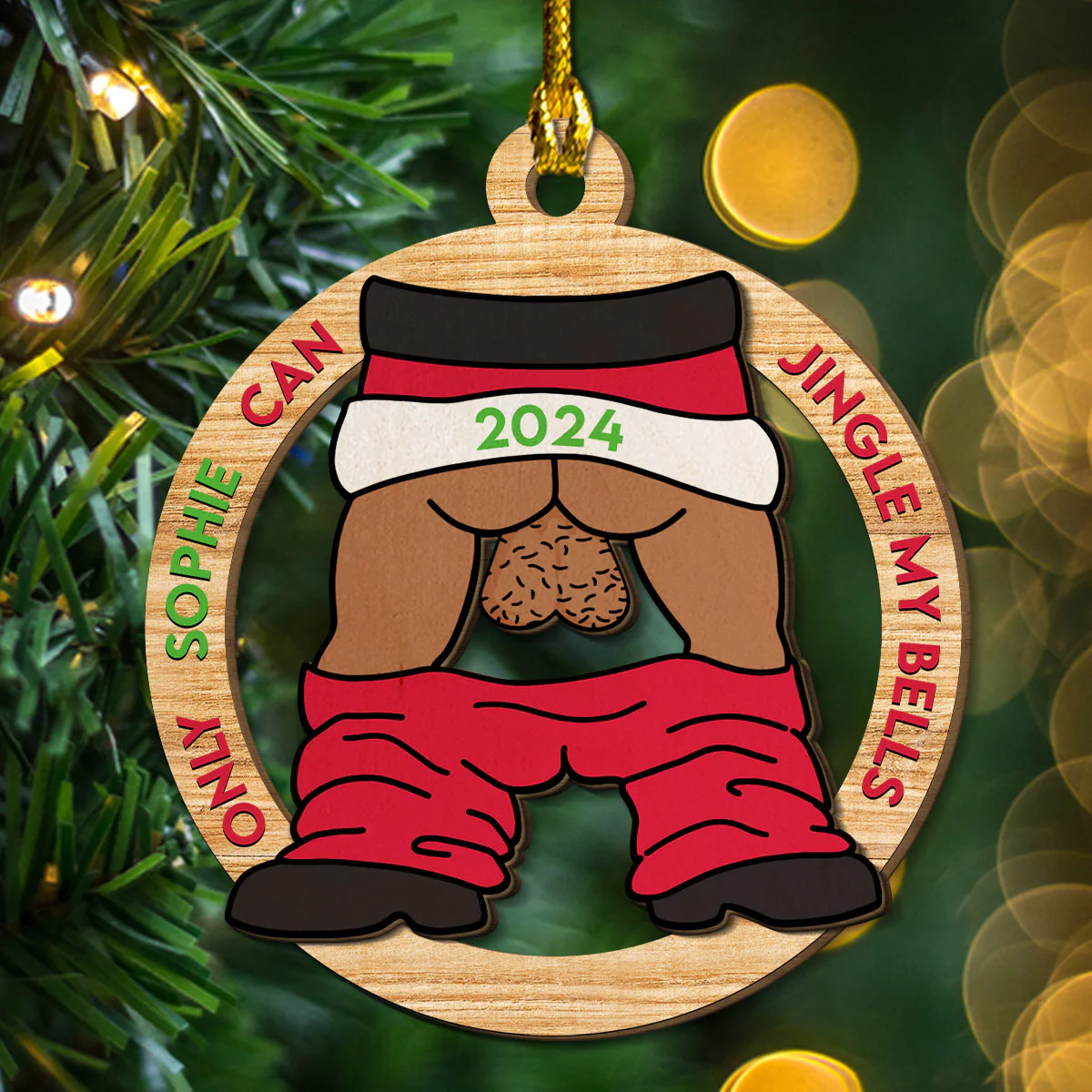 Jingle My Bells - Personalized Custom 2-Layered Wood Ornament - Image 4