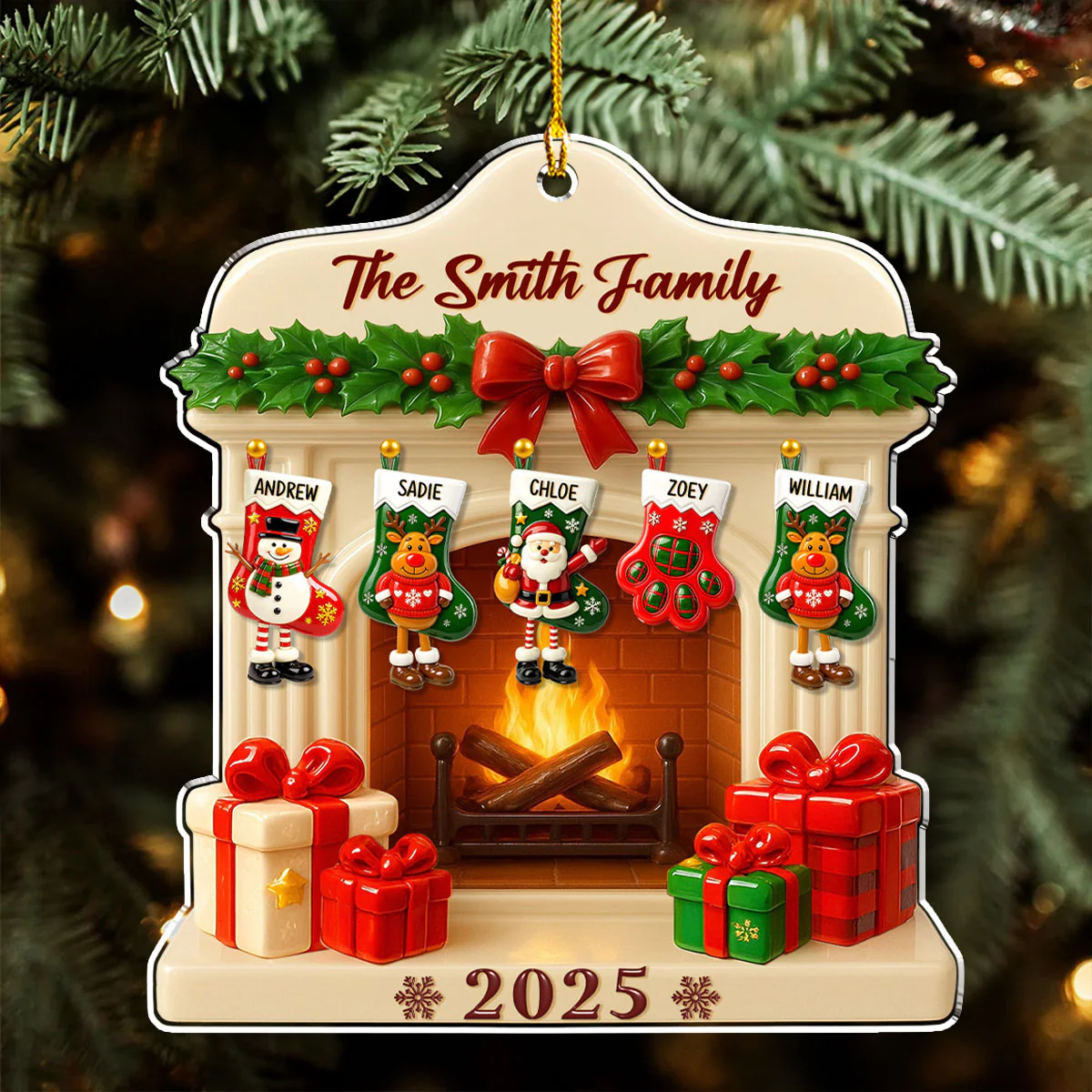 Jolly Stockings Hanging - Personalized Custom Acrylic Ornament - Image 3