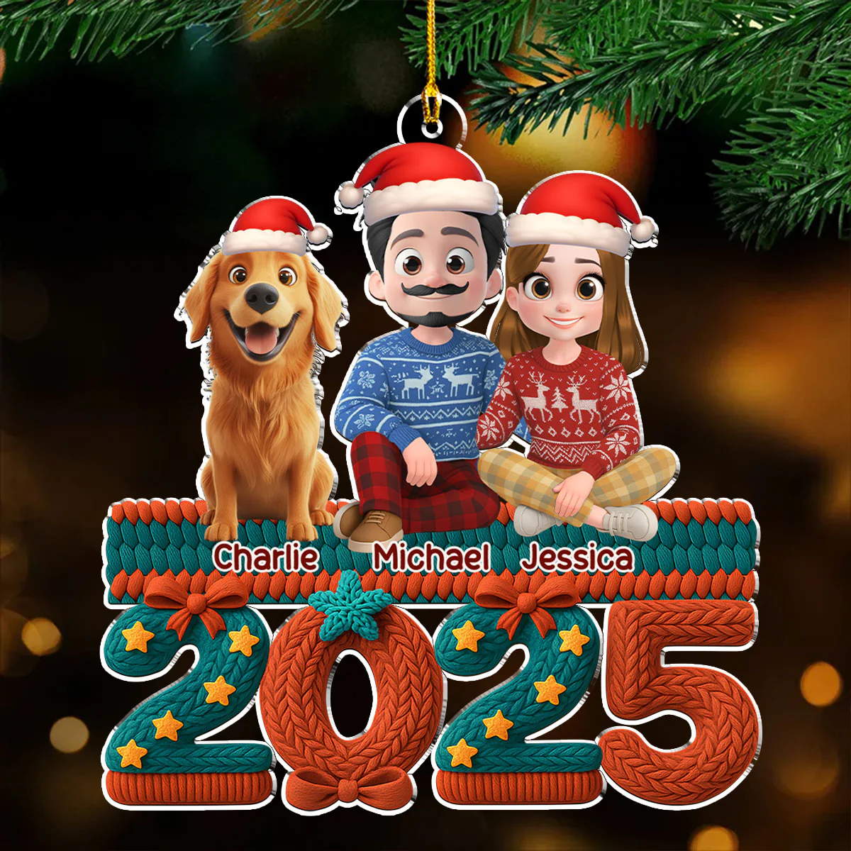 Jolly Year - Personalized Custom 3D Effect Acrylic Ornament - Image 3