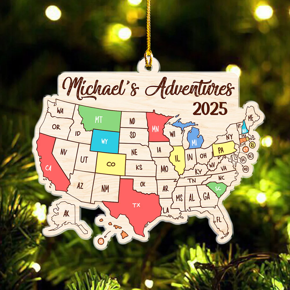 Journey Through The States - Personalized Custom Acrylic Ornament - Image 3