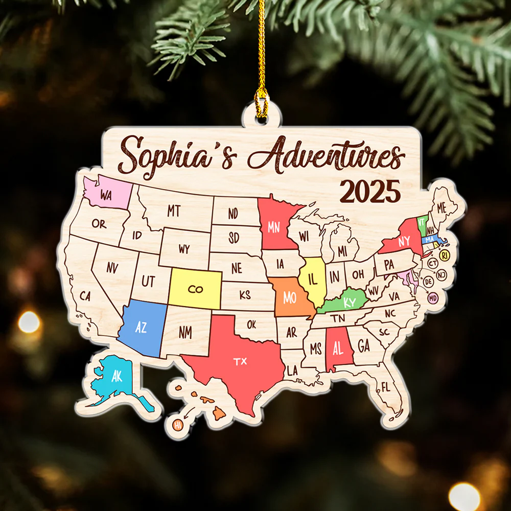 Journey Through The States - Personalized Custom Acrylic Ornament - Image 5