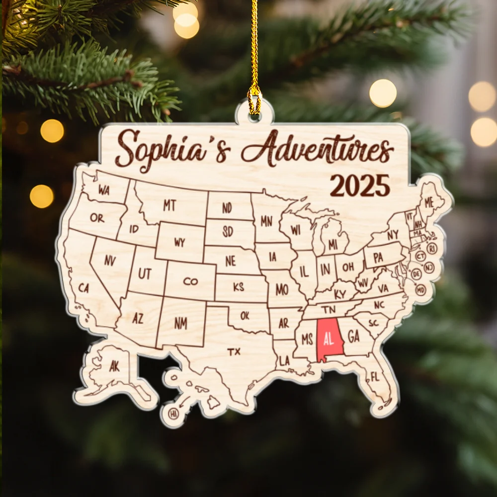 Journey Through The States - Personalized Custom Acrylic Ornament - Image 7