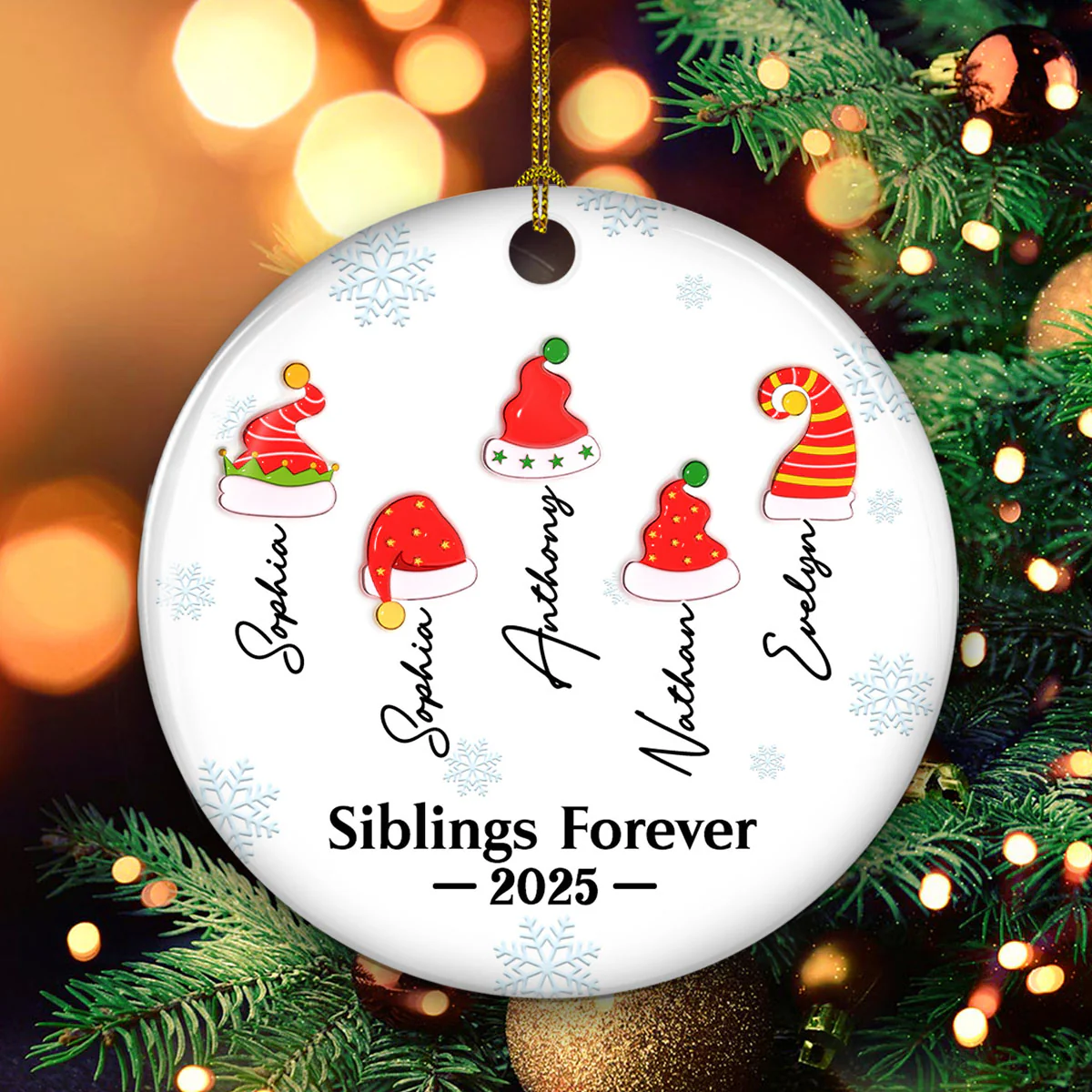 Joy Begins Where Family Gathers - Personalized Custom 3D Inflated Effect Ceramic Ornament - Image 3