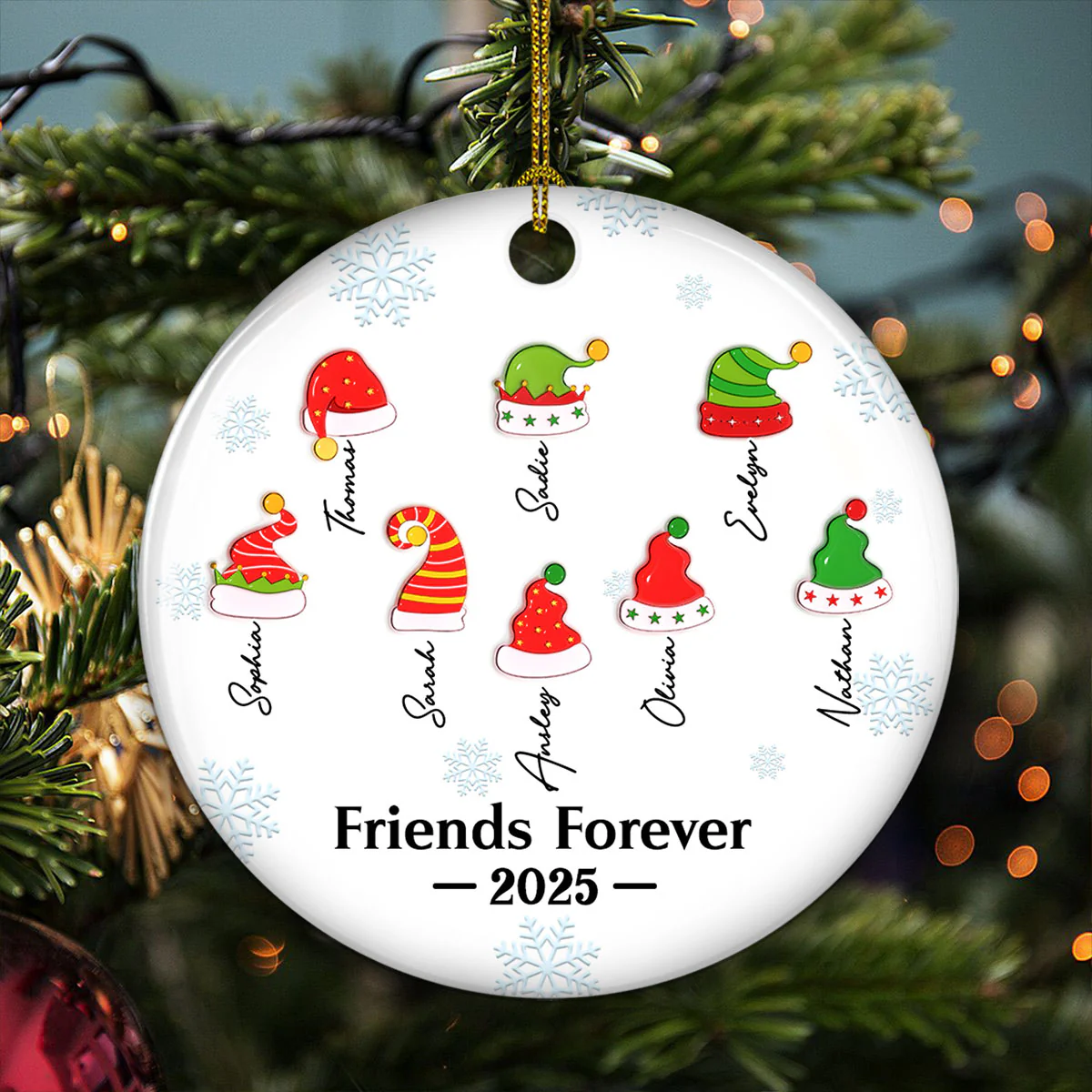 Joy Begins Where Family Gathers - Personalized Custom 3D Inflated Effect Ceramic Ornament - Image 4