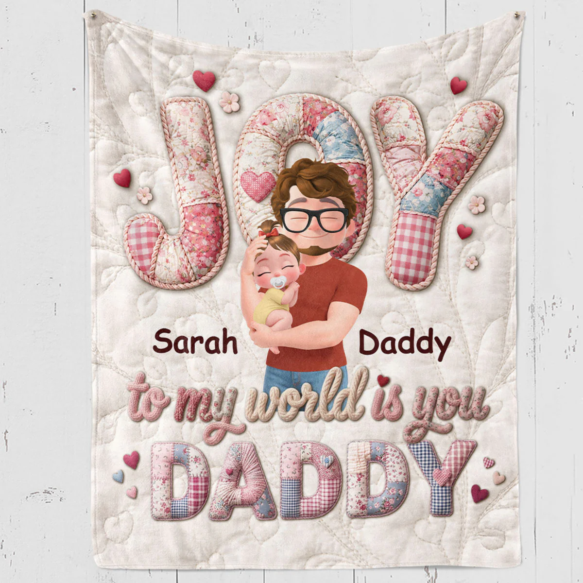 Joy To My World Is Daddy - Personalized Custom Fleece Blanket - Image 4