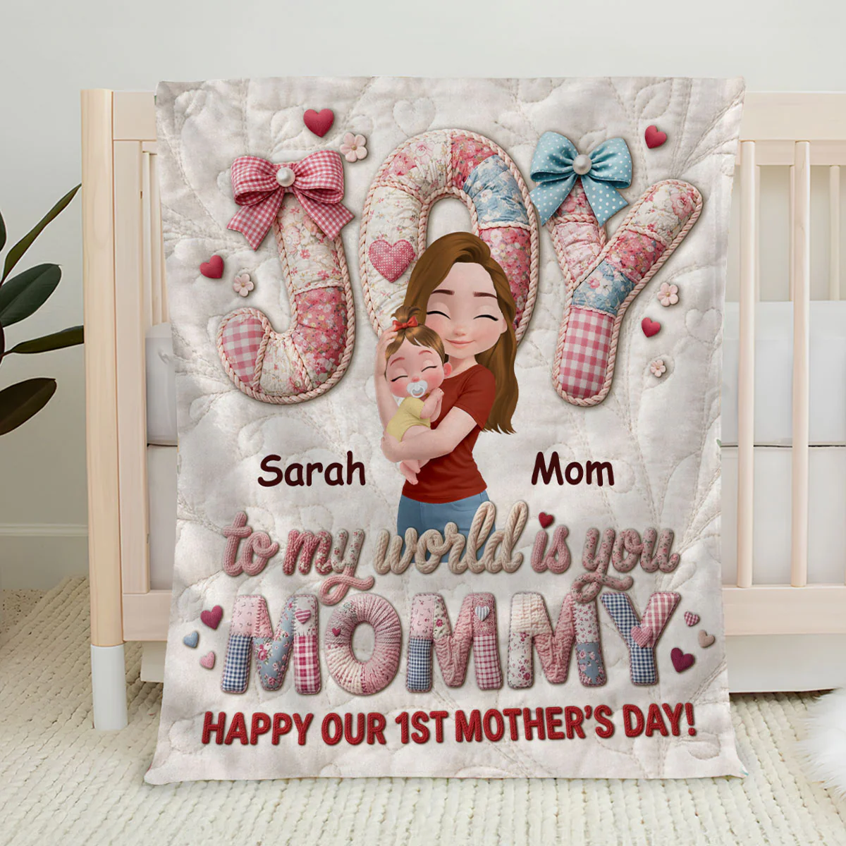 Joy To My World Is Mommy - Personalized Custom Fleece Blanket - Image 3