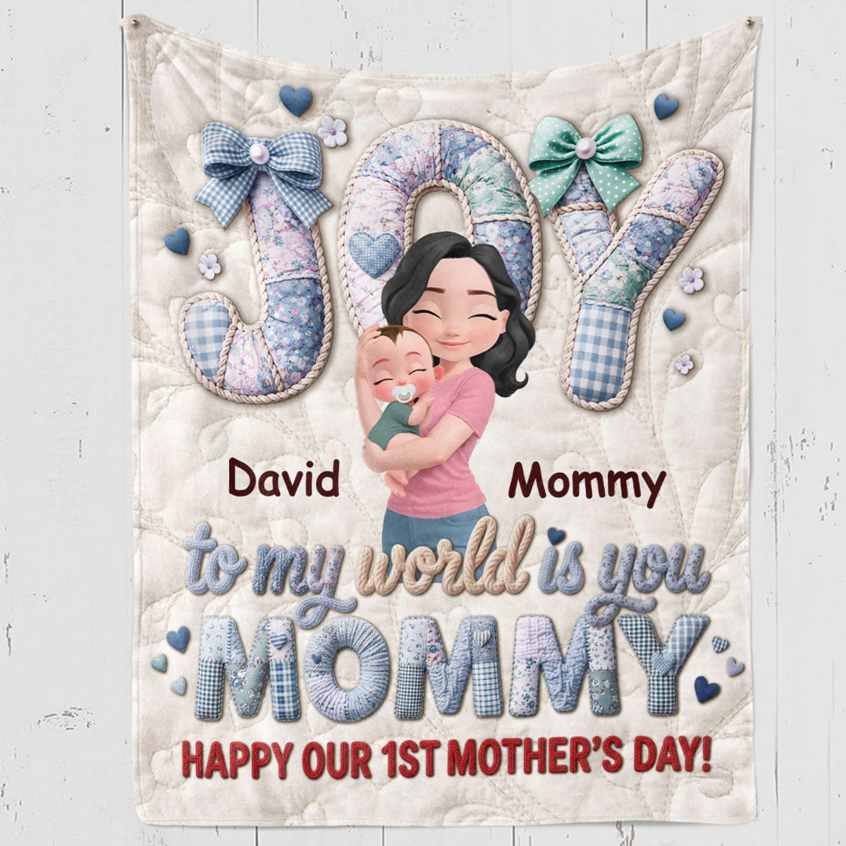 Joy To My World Is Mommy - Personalized Custom Fleece Blanket - Image 5
