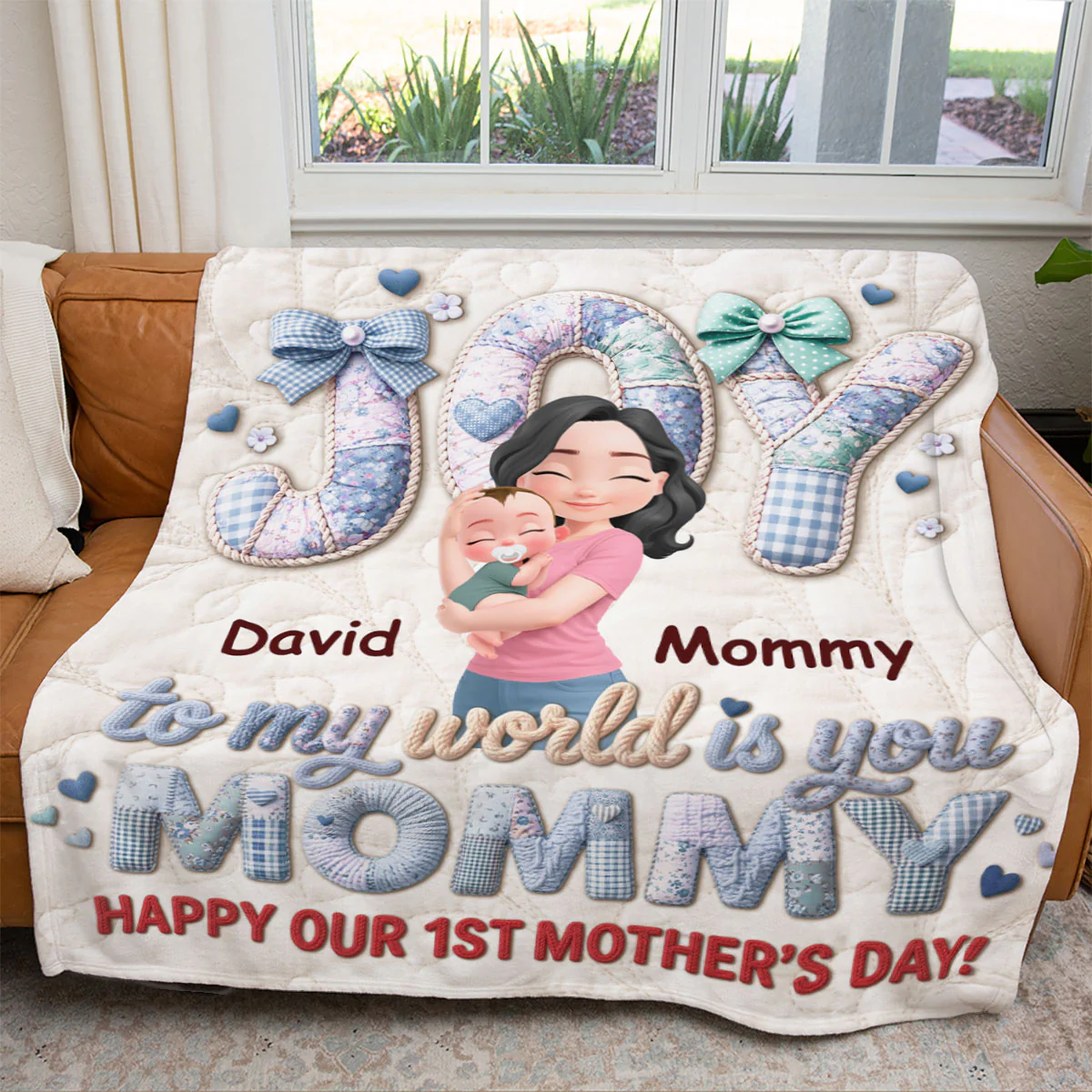 Joy To My World Is Mommy - Personalized Custom Fleece Blanket - Image 6