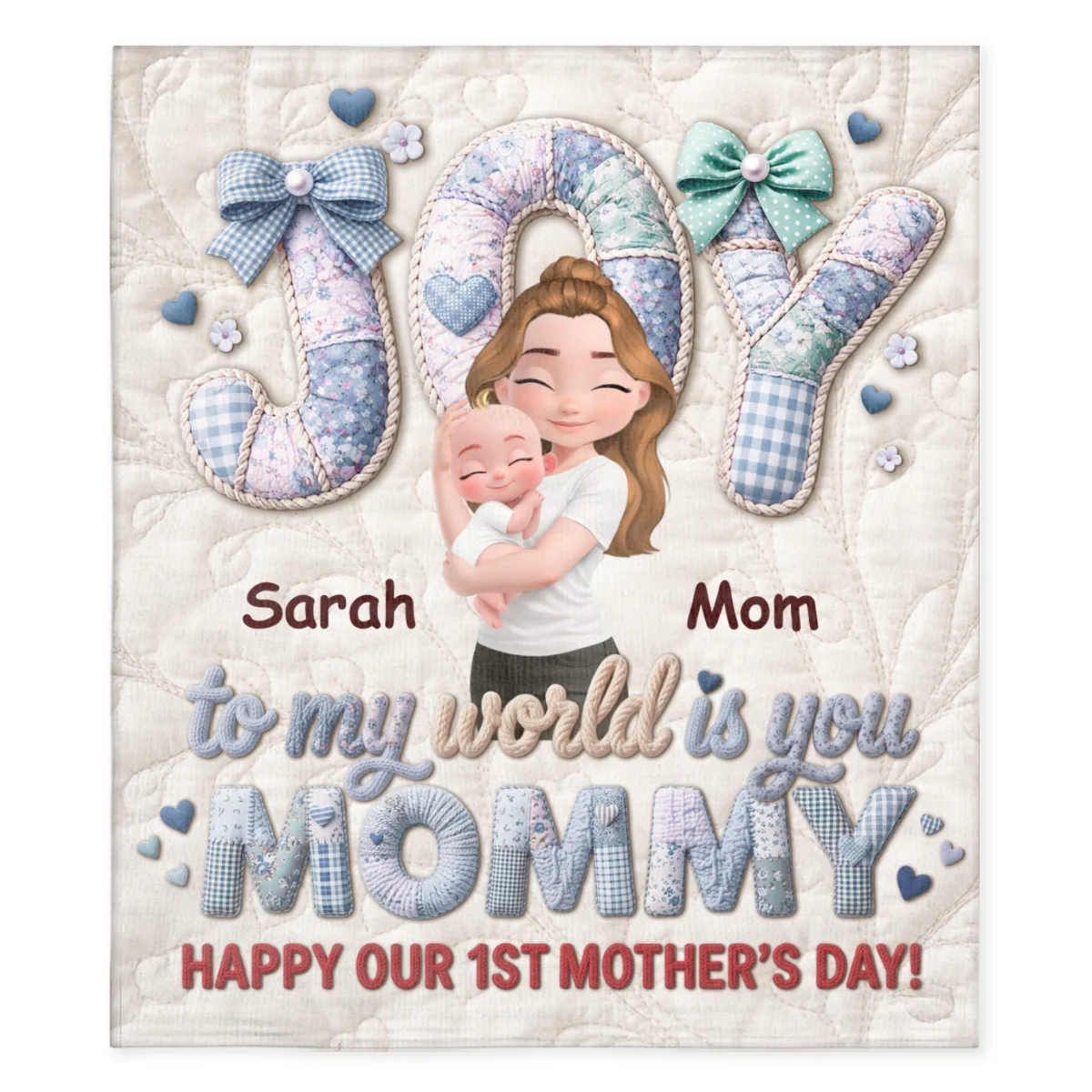 Joy To My World Is Mommy - Personalized Custom Fleece Blanket - Image 7